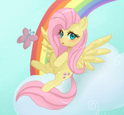 Size: 700x647 | Tagged: safe, artist:faeriebottle, fluttershy, butterfly, g4, rainbow