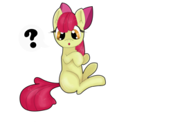 Size: 3508x2480 | Tagged: safe, artist:jigsaw91, apple bloom, earth pony, pony, g4, female, filly, foal, high res, open mouth, question mark, simple background, solo, transparent background