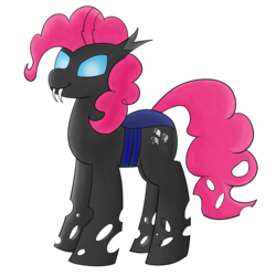 Size: 2000x2000 | Tagged: safe, artist:dragonfoorm, pinkie pie, changeling, g4, changelingified, female, high res, pinkling, simple background, solo, species swap, transparent background