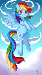 Size: 844x1498 | Tagged: safe, artist:pklove-chan, rainbow dash, pony, g4, cloud, cloudy, female, solo