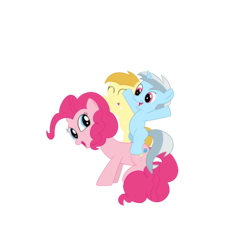 Size: 2000x1800 | Tagged: safe, artist:dragonfoorm, bloo, noi, pinkie pie, earth pony, pony, unicorn, a friend in deed, g4, season 2, bloodorable, cute, diapinkes, female, filly, noiabetes, ponies riding ponies, riding, simple background, transparent background, vector