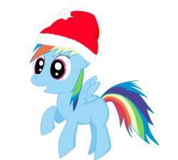 Size: 2000x1800 | Tagged: safe, artist:dragonfoorm, rainbow dash, pony, g4, christmas, female, filly, filly rainbow dash, hat, santa hat, simple background, solo, transparent background