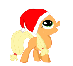 Size: 2000x1800 | Tagged: safe, artist:dragonfoorm, applejack, earth pony, pony, g4, christmas, female, filly, hat, santa hat, simple background, solo, transparent background