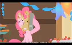 Size: 1024x640 | Tagged: safe, screencap, pinkie pie, a bird in the hoof, g4, youtube caption