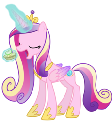 Size: 6000x6500 | Tagged: safe, artist:90sigma, princess cadance, alicorn, pony, a canterlot wedding, g4, absurd resolution, apple fritter (food), concave belly, dessert, female, food, magic, mare, nom, simple background, slender, telekinesis, thin, transparent background, vector