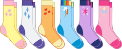 Size: 7783x3129 | Tagged: safe, artist:up1ter, applejack, fluttershy, pinkie pie, rainbow dash, rarity, twilight sparkle, g4, clothes, mane six, simple background, socks, transparent background, vector