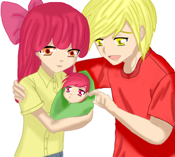 Size: 500x450 | Tagged: safe, artist:danteskitten, apple bloom, oc, human, g4, humanized, offspring, trio