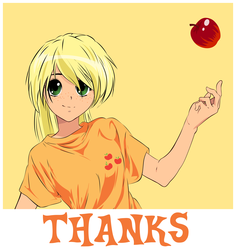 Size: 9462x10022 | Tagged: safe, artist:up1ter, applejack, human, g4, absurd resolution, anime, apple, blonde, female, food, grin, hatless, humanized, missing accessory, obligatory apple, simple background, smiling, solo, style emulation, vector