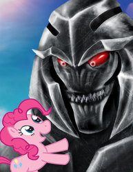 Size: 786x1017 | Tagged: safe, pinkie pie, g4, hot nuts, megatron, transformers