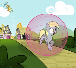 Size: 1000x895 | Tagged: safe, artist:aoshistark, carrot top, derpy hooves, golden harvest, pegasus, pony, g4, female, fire, gravity falls, legend of the gobblewonker, male, mare