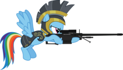 Size: 5243x3015 | Tagged: safe, artist:ivanspacebiker, commander hurricane, rainbow dash, pegasus, pony, g4, alternate universe, armor, clothes, crossover, female, gun, halo (series), hooves, mare, optical sight, rifle, simple background, sniper rifle, solo, spartan, transparent background, weapon, wings