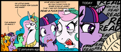 Size: 1000x437 | Tagged: safe, artist:madmax, princess celestia, twilight sparkle, g4, comic