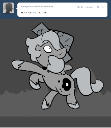 Size: 666x761 | Tagged: safe, artist:egophiliac, princess luna, pony, moonstuck, g4, animated, ask, cartographer's cap, comic, female, grayscale, hat, monochrome, skipping, solo, tumblr, woona, woonoggles