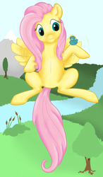 Size: 756x1297 | Tagged: safe, artist:cynicalmoose, fluttershy, bird, pony, g4, wings