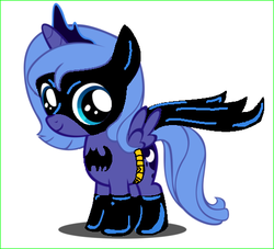 Size: 481x436 | Tagged: safe, artist:phaedradormen, princess luna, pony, g4, batman, crossover, female, filly, simple background, solo, woona