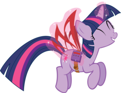 Size: 10031x7694 | Tagged: safe, artist:up1ter, twilight sparkle, pony, unicorn, g4, ^^, absurd resolution, artificial wings, augmented, cute, eyes closed, female, glowing horn, grin, happy, horn, magic, magic wings, magitek, mare, simple background, smiling, solo, transparent background, unicorn twilight, vector, wings