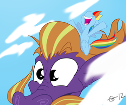 Size: 1280x1067 | Tagged: safe, artist:gavalanche, rainbow dash, steven magnet, g4, parody, the neverending story