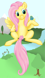 Size: 1075x1853 | Tagged: safe, artist:cynicalmoose, fluttershy, bird, pegasus, pony, g4, female, flutterbush, mare, nudity, pubic hair, solo, tree, wings