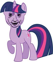 Size: 622x720 | Tagged: safe, twilight sparkle, pony, unicorn, g4, 1000 hours in ms paint, human face, ms paint, nightmare fuel, unicorn twilight, wat, what has science done