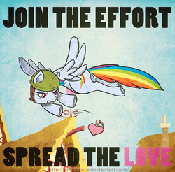 Size: 1199x1179 | Tagged: safe, artist:hollowzero, rainbow dash, g4, army helmet, grenade, helmet, propaganda