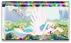 Size: 1794x1084 | Tagged: safe, derpy hooves, princess celestia, pegasus, pony, vampire, g4, female, funny, glitch, mare