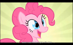 Size: 1024x640 | Tagged: safe, screencap, pinkie pie, g4, my little pony: friendship is magic, party of one, youtube caption