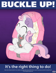 Size: 850x1100 | Tagged: safe, artist:adrianimpalamata, artist:artsy-fartsie, sweetie belle, g4, car seat, cute, diasweetes, poster, public service announcement, seatbelt, seatie belt, sitting, solo, vector