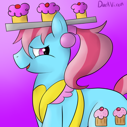 Size: 1500x1500 | Tagged: safe, artist:lildarkvixen, cup cake, pony, g4, cupcake, ponytail, solo