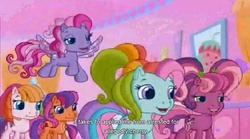 Size: 1920x1068 | Tagged: safe, screencap, cheerilee (g3), rainbow dash (g3), scootaloo (g3), starsong, toola-roola, g3, g3.5, youtube caption