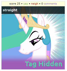 Size: 500x531 | Tagged: safe, princess celestia, derpibooru, g4, exploitable meme, female, male, meta, straight, tags, troll post