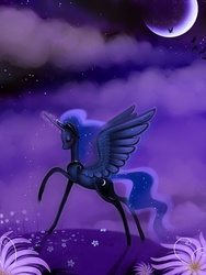 Size: 810x1080 | Tagged: safe, artist:shadowwolf, princess luna, pony, g4, female, moon, night, solo