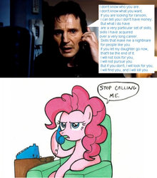 Size: 624x710 | Tagged: safe, pinkie pie, human, g4, exploitable meme, liam neeson, meta, phone, phone meme, stop calling me