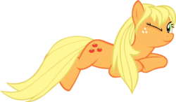Size: 10000x5851 | Tagged: safe, artist:up1ter, applejack, earth pony, pony, g4, absurd resolution, female, looking at you, loose hair, mare, prone, simple background, solo, transparent background, vector, wink