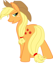 Size: 8346x9996 | Tagged: safe, artist:up1ter, applejack, earth pony, pony, g4, absurd resolution, bedroom eyes, covering, female, looking back, simple background, solo, tail covering, transparent background, vector