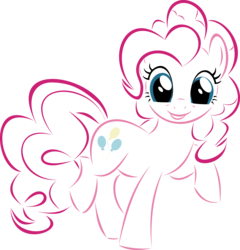 Size: 9247x9628 | Tagged: safe, artist:up1ter, pinkie pie, earth pony, pony, g4, absurd resolution, female, hooves, lineart, looking at you, mare, simple background, solo, transparent background, vector