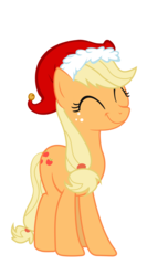 Size: 900x1692 | Tagged: safe, artist:up1ter, applejack, earth pony, pony, g4, christmas, eyes closed, female, hat, santa hat, simple background, smiling, solo, transparent background, vector