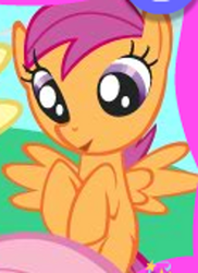 Size: 400x548 | Tagged: safe, scootaloo, pony, g4, adventures in ponyville, derp, female, quality, solo