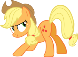 Size: 1025x750 | Tagged: artist needed, safe, applejack, earth pony, pony, g4, butt, female, looking back, plot, show accurate, simple background, solo, vector, white background