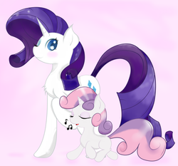 Size: 845x787 | Tagged: safe, artist:joemasterpencil, rarity, sweetie belle, pony, unicorn, g4, chest fluff, duo, duo female, female, filly, mare, simple background, singing, sisters, white background