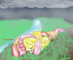 Size: 1000x820 | Tagged: safe, artist:da-goddamn-batguy, big macintosh, fluttershy, earth pony, pony, g4, crying, male, ship:fluttermac, shipping, stallion, straight