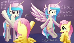 Size: 1280x750 | Tagged: safe, artist:negativefox, fluttershy, princess celestia, g4, cute, cutelestia, parody, tales of series, tales of vesperia