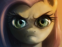 Size: 1520x1140 | Tagged: safe, artist:grissaecrim, fluttershy, pegasus, pony, g4, :c, >:c, angry, beautiful, bust, detailed, female, frown, looking at you, mare, nightmare fuel, portrait, solo, stare, staring at you, the stare, uncanny valley