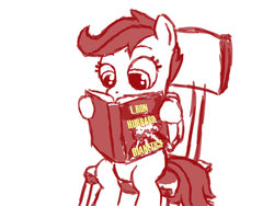 Size: 900x675 | Tagged: safe, artist:aa, scootaloo, g4, book, cult, dianetics, reading, scientology