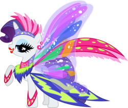 Size: 10894x9177 | Tagged: safe, artist:wictimcz, rarity, pony, unicorn, g4, sonic rainboom (episode), absurd resolution, butterfly wings, female, glimmer wings, heavy makeup, simple background, solo, transparent background, vector, wings