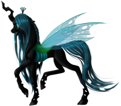Size: 1300x1145 | Tagged: safe, artist:kittehkatbar, queen chrysalis, changeling, changeling queen, g4, crown, duo, female, insect wings, jewelry, regalia, simple background, transparent background, transparent wings, wings