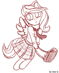 Size: 545x675 | Tagged: safe, artist:aa, flitter, pegasus, pony, g4, clothes, cute, monochrome, schoolgirl, skirt