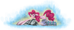 Size: 6265x2542 | Tagged: safe, artist:hewison, limestone pie, marble pie, pinkie pie, earth pony, pony, g4, duo, pie sisters, sisters