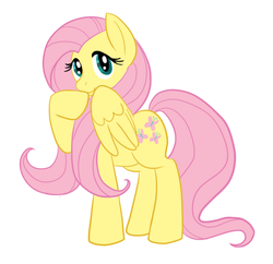 Size: 663x641 | Tagged: safe, artist:zombiethegreat, fluttershy, pegasus, pony, g4, female, hoof on chin, looking at you, mare, raised hoof, simple background, smiling, solo, standing, three quarter view, white background, wings