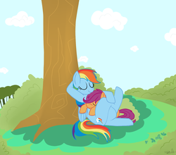 Size: 1347x1185 | Tagged: safe, artist:zombiethegreat, rainbow dash, scootaloo, pegasus, pony, g4, duo, scootalove, sleeping