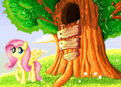 Size: 1357x972 | Tagged: safe, artist:shadowhuntercis, fluttershy, g4, tree